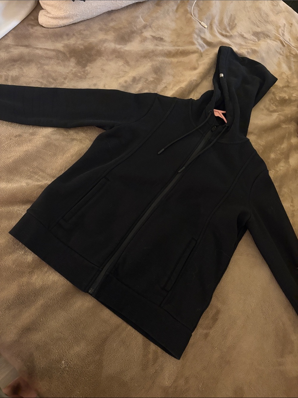 Figs Black Zip-Up Hooded Jacket